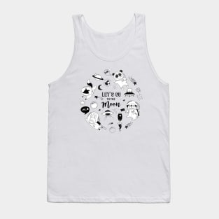 let s go to the moon doodle universe Tank Top